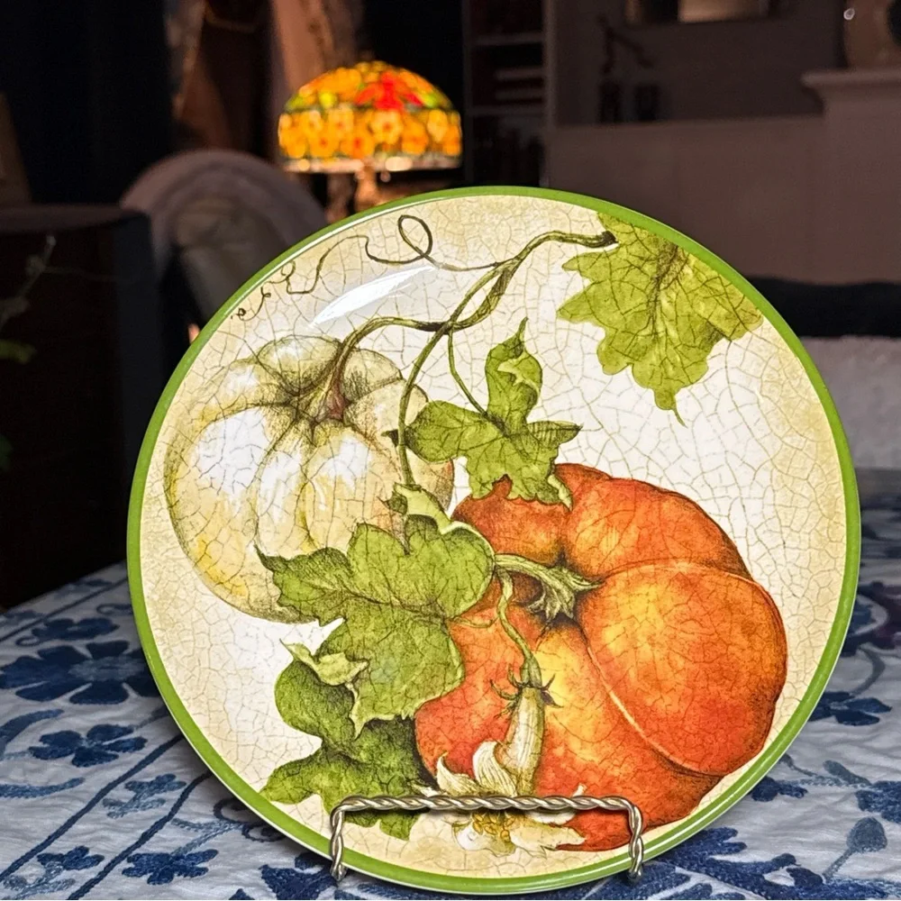 Pier 1 Harvest Garden Salad Plate Excellent Condition Fall Pumpkin Patch Fall 9”